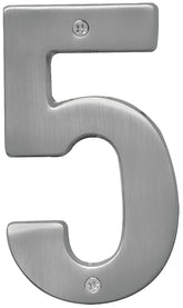 Hy-Ko Prestige Series BR-51SN/5 House Number, Character: 5, 5 in H Character, Nickel Character, Brass